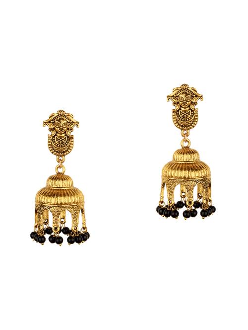 gold metal jhumka earring - 16961627 - Standard Image - 1
