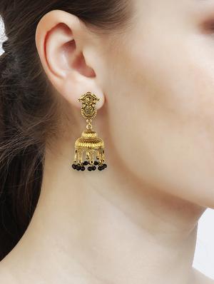 gold metal jhumka earring - 16961627 - Standard Image - 4