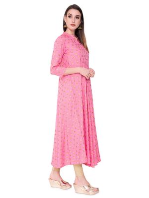 gold print flared kurta - 16961637 - Standard Image - 2