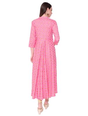 gold print flared kurta - 16961637 - Standard Image - 3