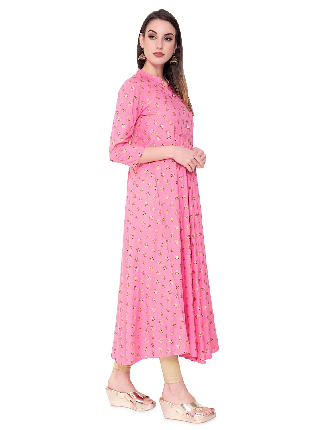 gold print flared kurta - 16961637 - Zoom Image - 2