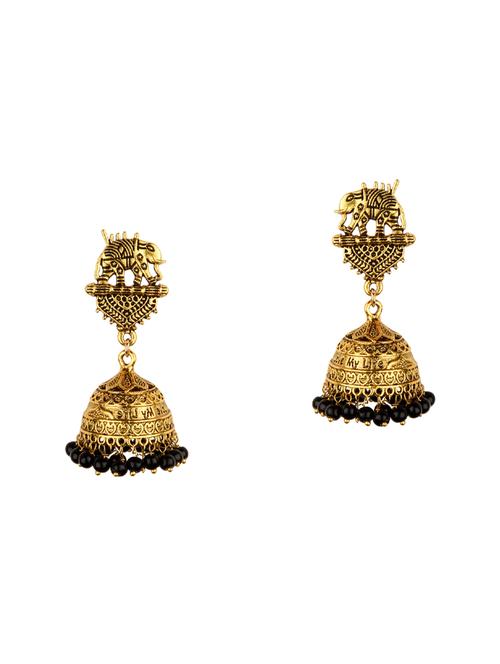 black metal jhumka earring - 16961666 - Standard Image - 1