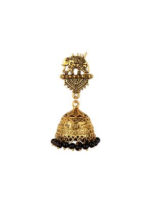 black metal jhumka earring - 16961666 - Standard Image - 2