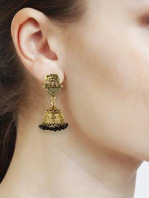 black metal jhumka earring - 16961666 - Standard Image - 4