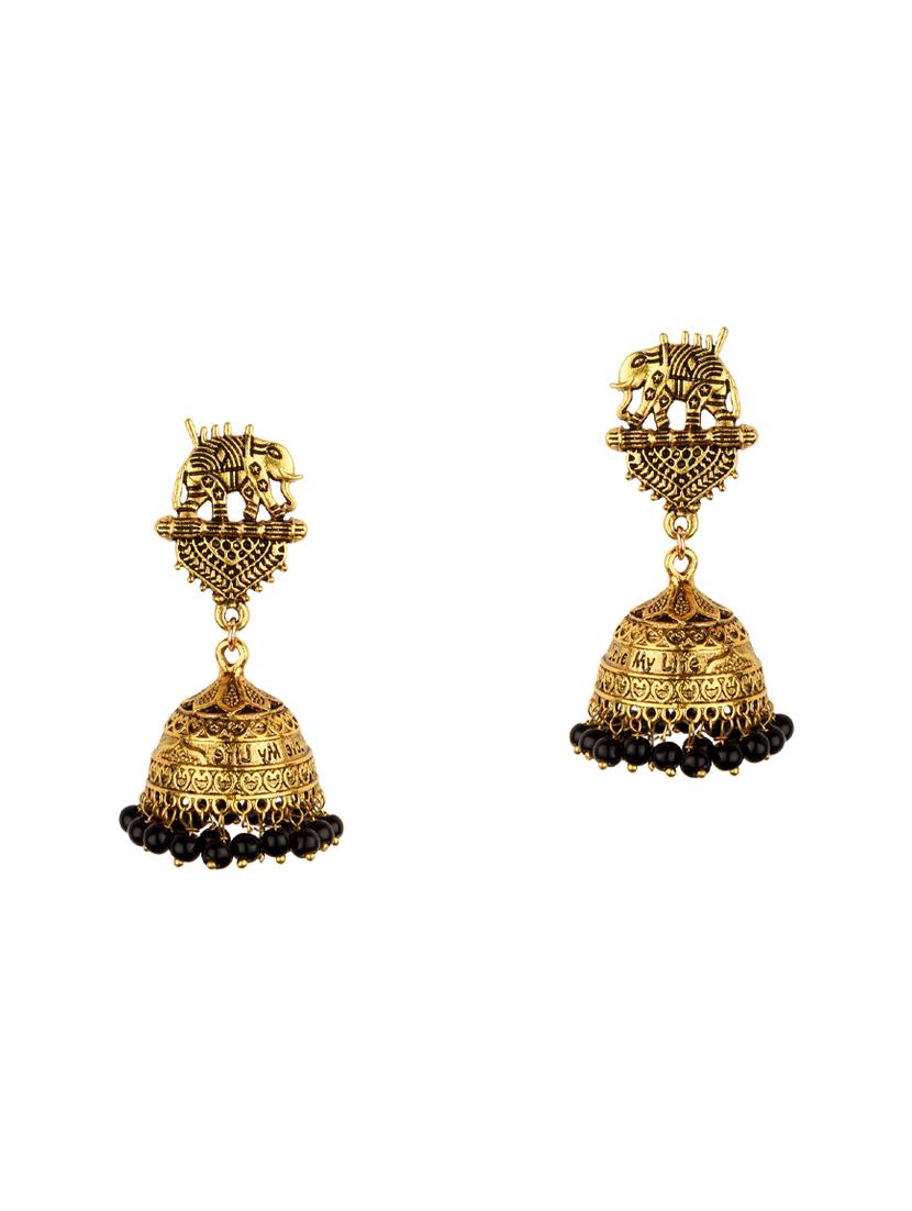 black metal jhumka earring - 16961666 - Zoom Image - 1