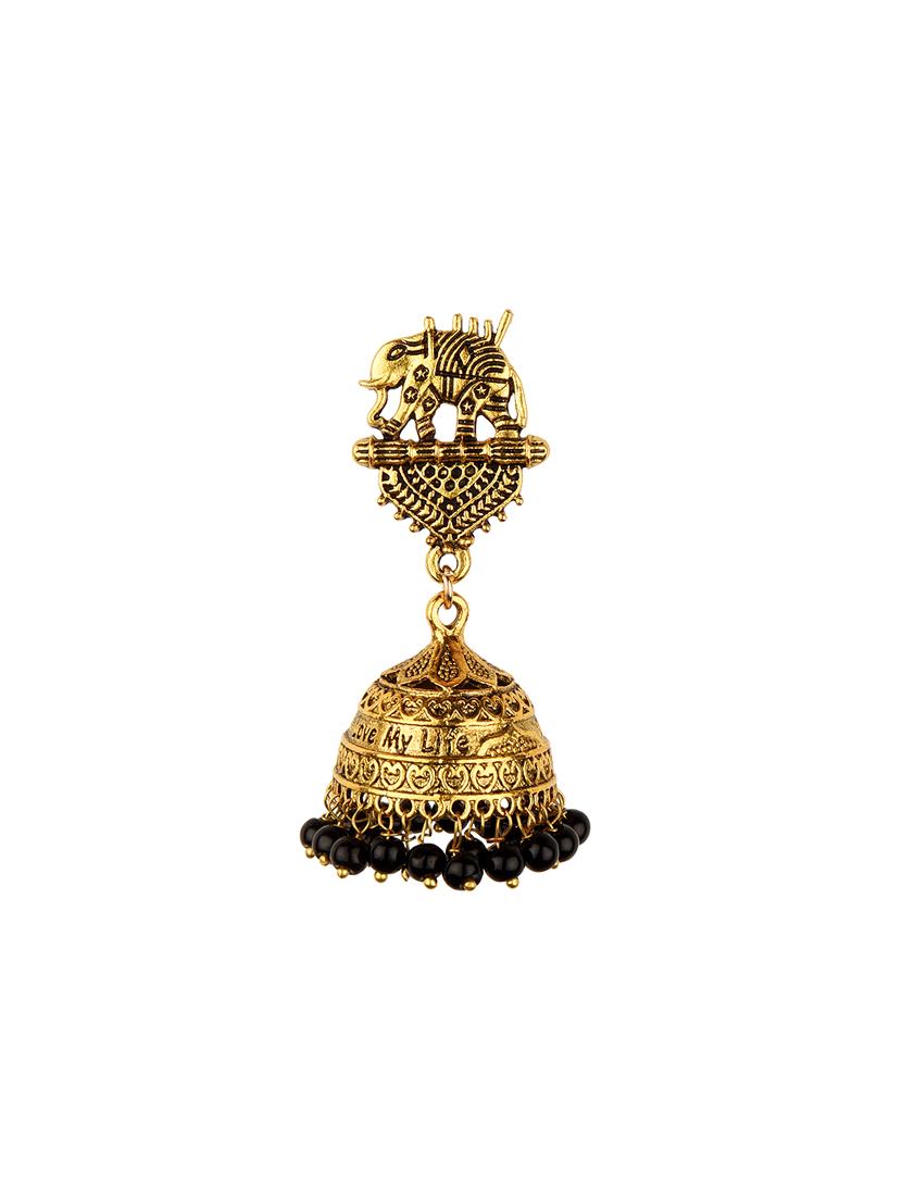 black metal jhumka earring - 16961666 - Zoom Image - 2