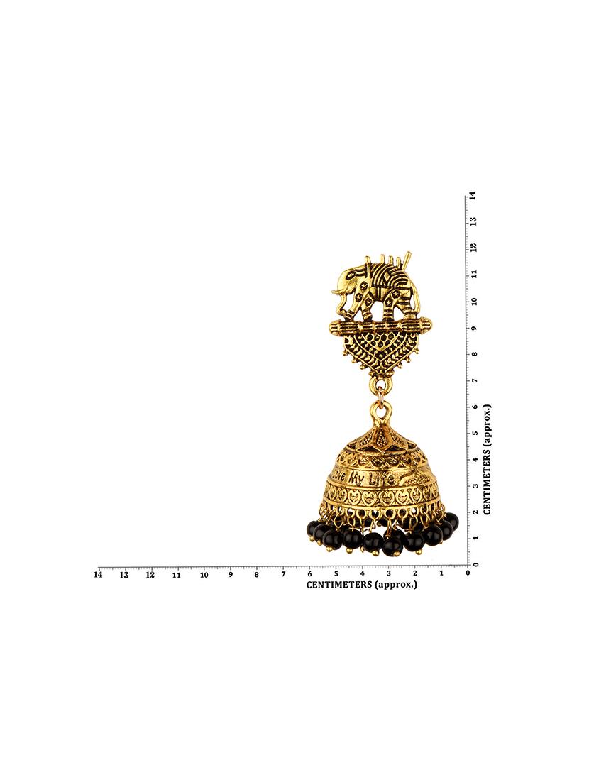 black metal jhumka earring - 16961666 - Zoom Image - 3