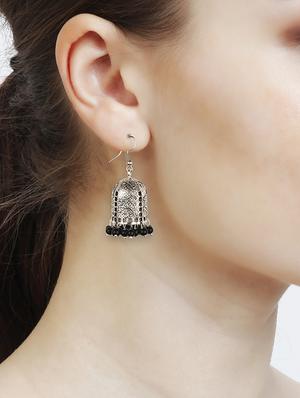 black silver jhumka earring - 16961667 - Standard Image - 4