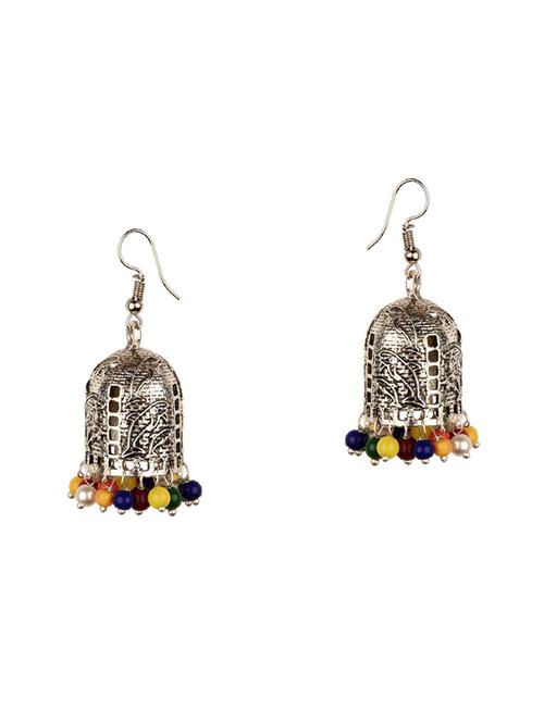 multi colored silver jhumka earring - 16961668 - Standard Image - 1