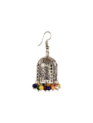 multi colored silver jhumka earring - 16961668 - Standard Image - 2