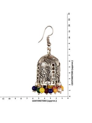 multi colored silver jhumka earring - 16961668 - Standard Image - 3