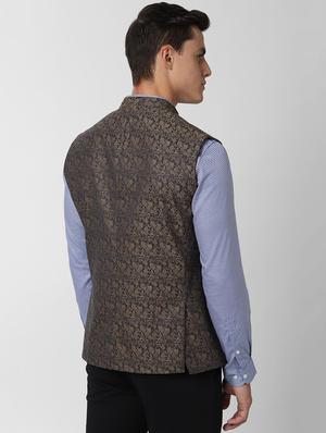 brown printed nehru jacket - 16961688 - Standard Image - 3