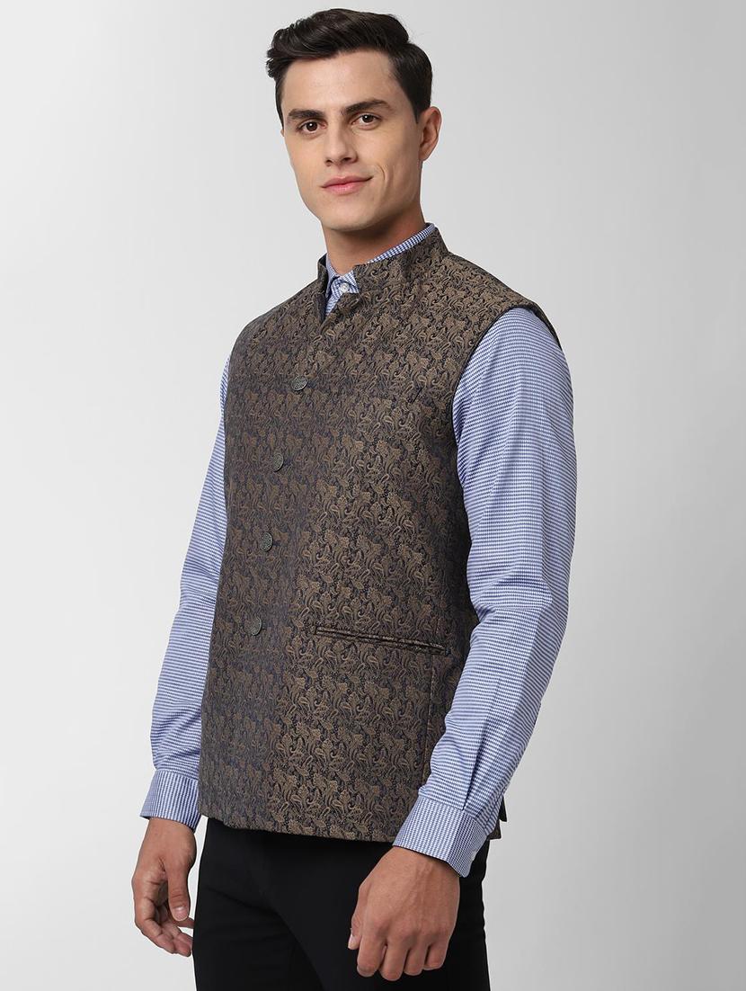brown printed nehru jacket - 16961688 - Zoom Image - 2