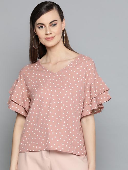 bell sleeved polka dot top - 16962207 - Very Small Image - 1