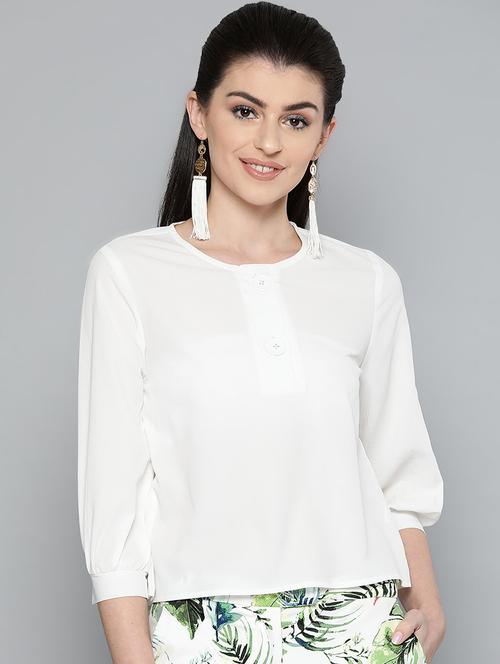 round neck solid top - 16962215 - Standard Image - 1