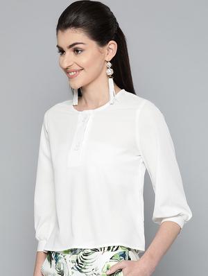 round neck solid top - 16962215 - Standard Image - 2