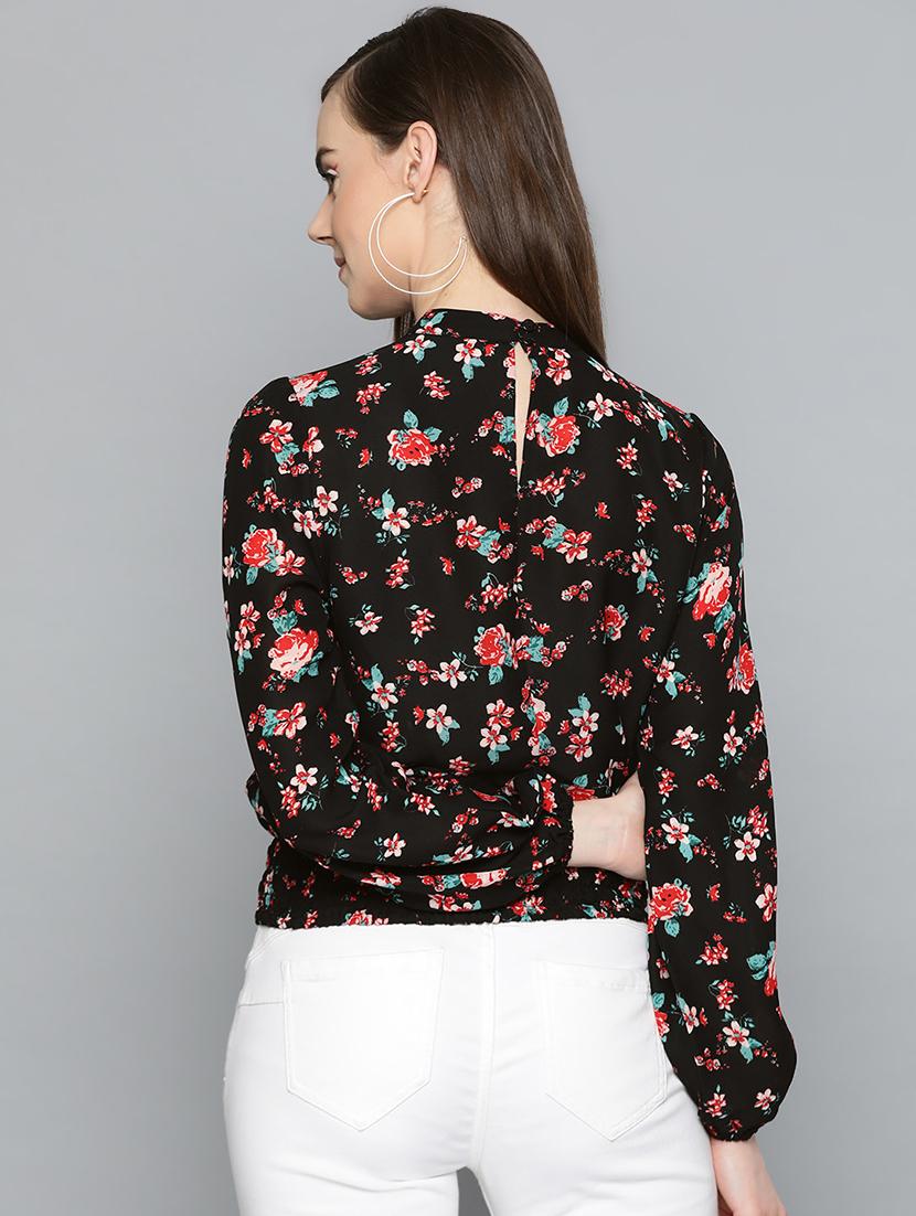 bishop sleeved floral blouson top - 16962221 - Zoom Image - 3