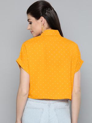 drop shoulder polka dot crop shirt - 16962225 - Standard Image - 3
