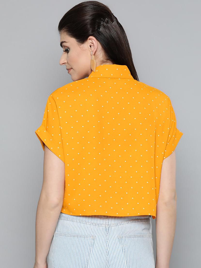 drop shoulder polka dot crop shirt - 16962225 - Zoom Image - 3