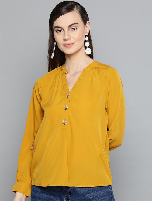 mandarin neck solid top - 16962231 - Standard Image - 1