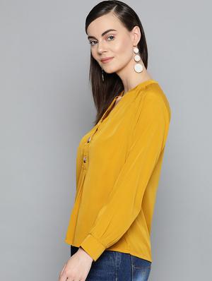 mandarin neck solid top - 16962231 - Standard Image - 2