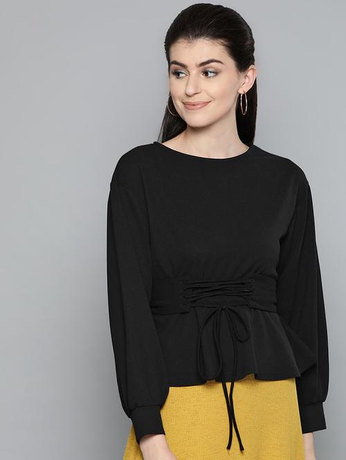 long sleeved corset belted top - 16962235 - Standard Image - 1