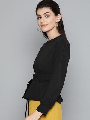 long sleeved corset belted top - 16962235 - Standard Image - 2