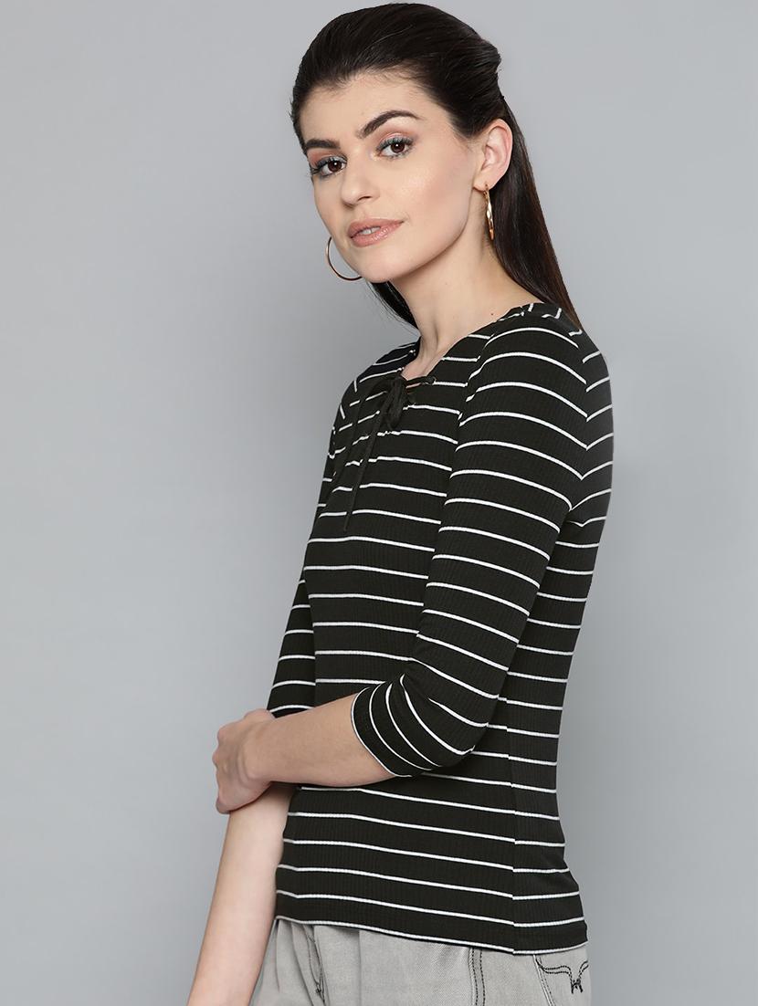 tie up neck striped top - 16962252 - Zoom Image - 2