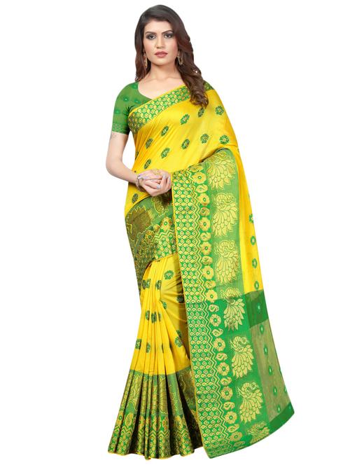 self design banarasi saree with blouse - 16962460 - Very Small Image - 1