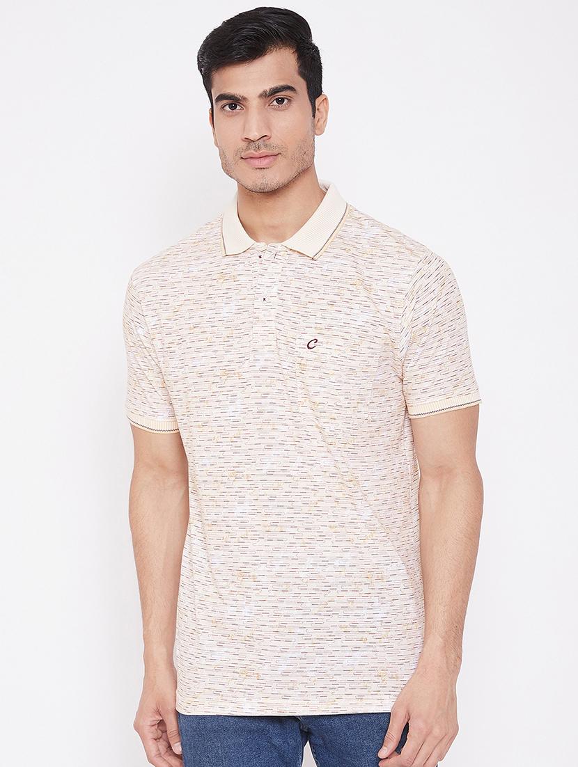 beige printed polo t-shirt - 16962565 - Zoom Image - 1