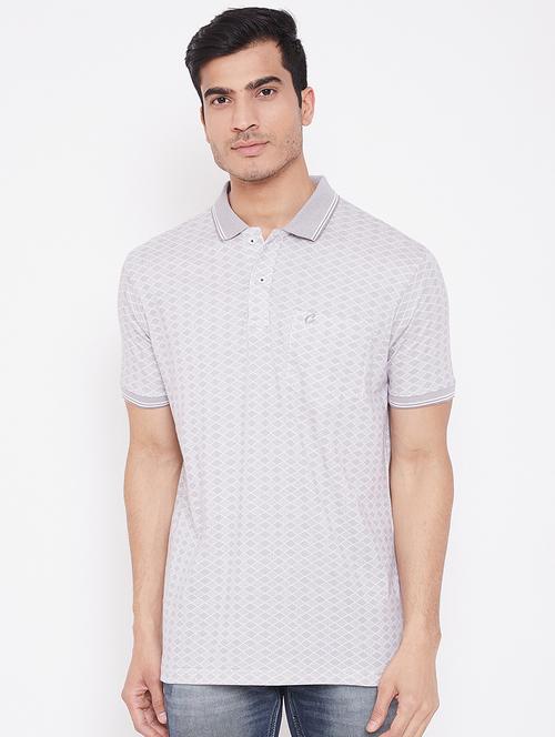 grey printed polo t-shirt - 16962569 - Standard Image - 1