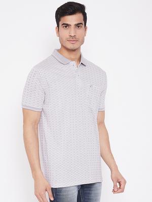 grey printed polo t-shirt - 16962569 - Standard Image - 2