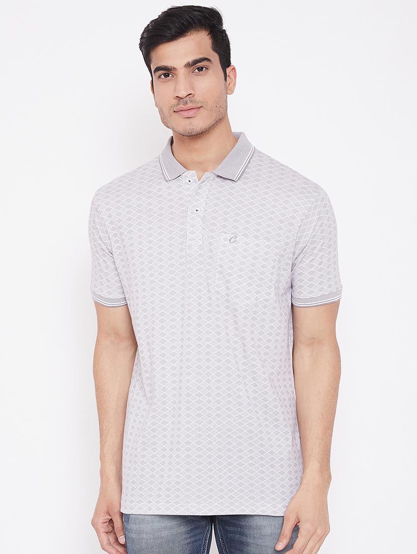 grey printed polo t-shirt - 16962569 - Zoom Image - 1