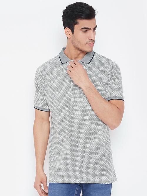 grey printed polo t-shirt - 16962573 - Standard Image - 1