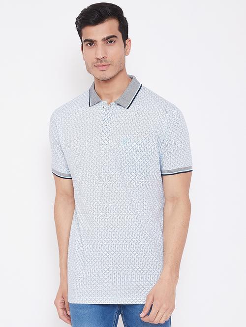 light blue printed polo t-shirt - 16962574 - Standard Image - 1