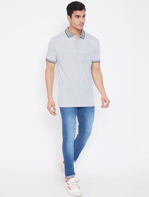light blue printed polo t-shirt - 16962574 - Standard Image - 4
