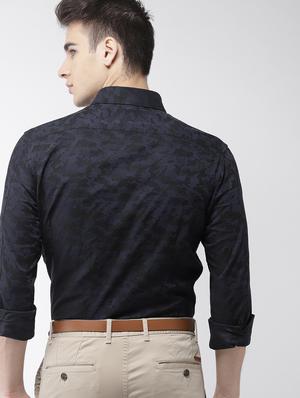 navy blue printed casual shirt - 16962593 - Standard Image - 3