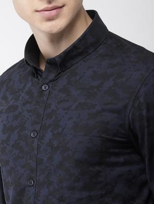 navy blue printed casual shirt - 16962593 - Standard Image - 5