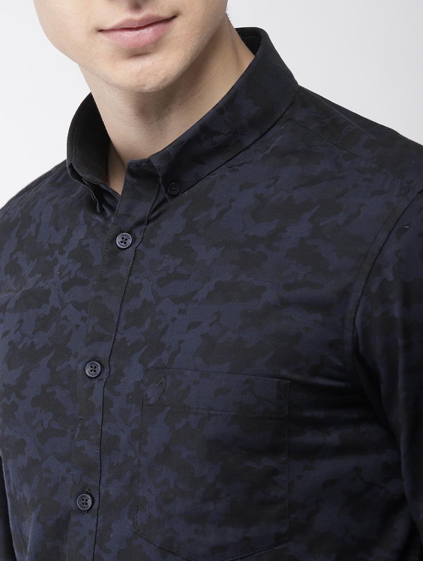navy blue printed casual shirt - 16962593 - Zoom Image - 5