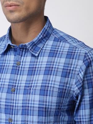 blue checkered casual shirt - 16962615 - Standard Image - 5