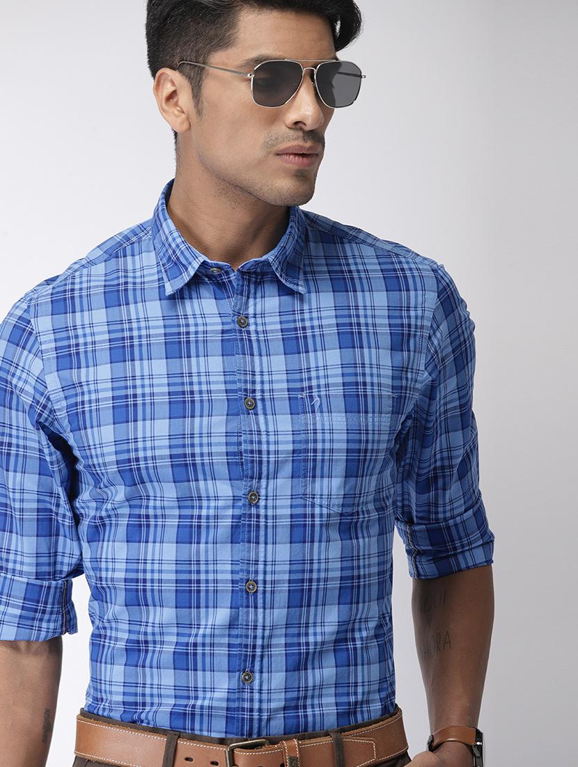 blue checkered casual shirt - 16962615 - Zoom Image - 1