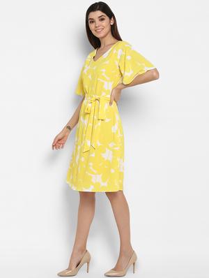 yellow tie front a-line dress - 16962641 - Standard Image - 2