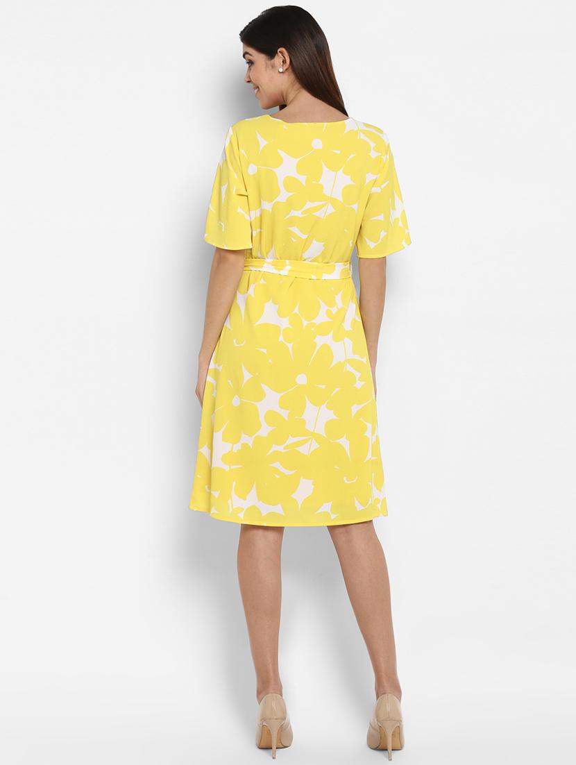yellow tie front a-line dress - 16962641 - Zoom Image - 3