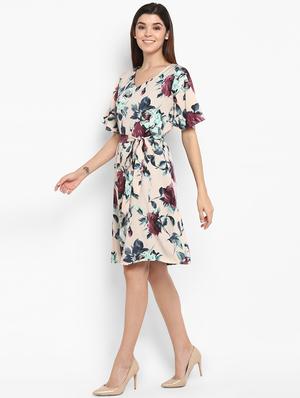 tie front floral a-line dress - 16962642 - Standard Image - 2