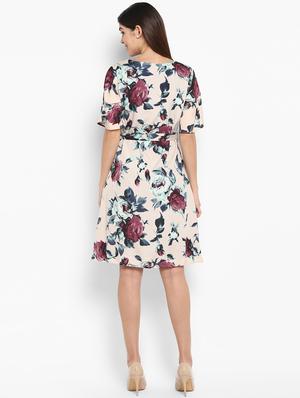 tie front floral a-line dress - 16962642 - Standard Image - 3
