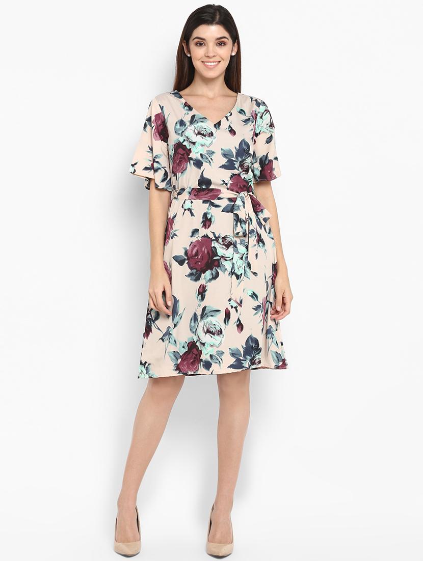 tie front floral a-line dress - 16962642 - Zoom Image - 1