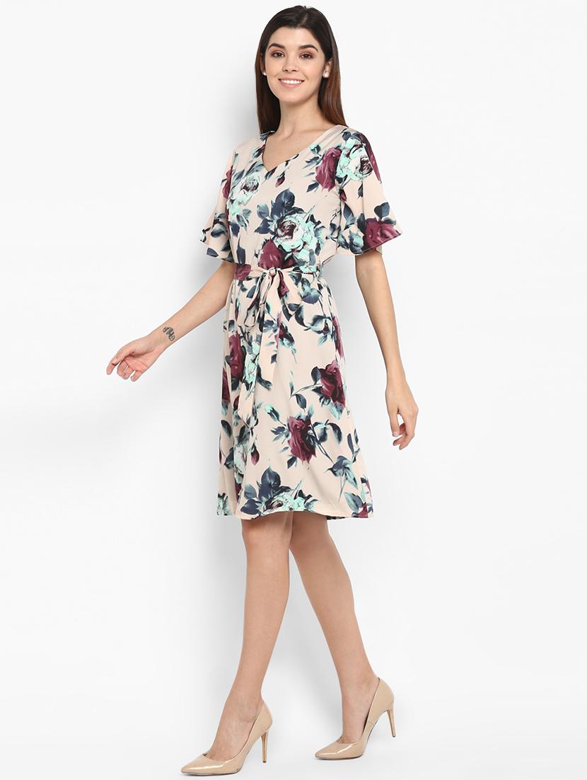 tie front floral a-line dress - 16962642 - Zoom Image - 2