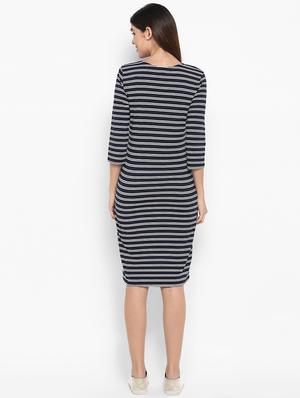 round neck striped bodycon dress - 16962646 - Standard Image - 3
