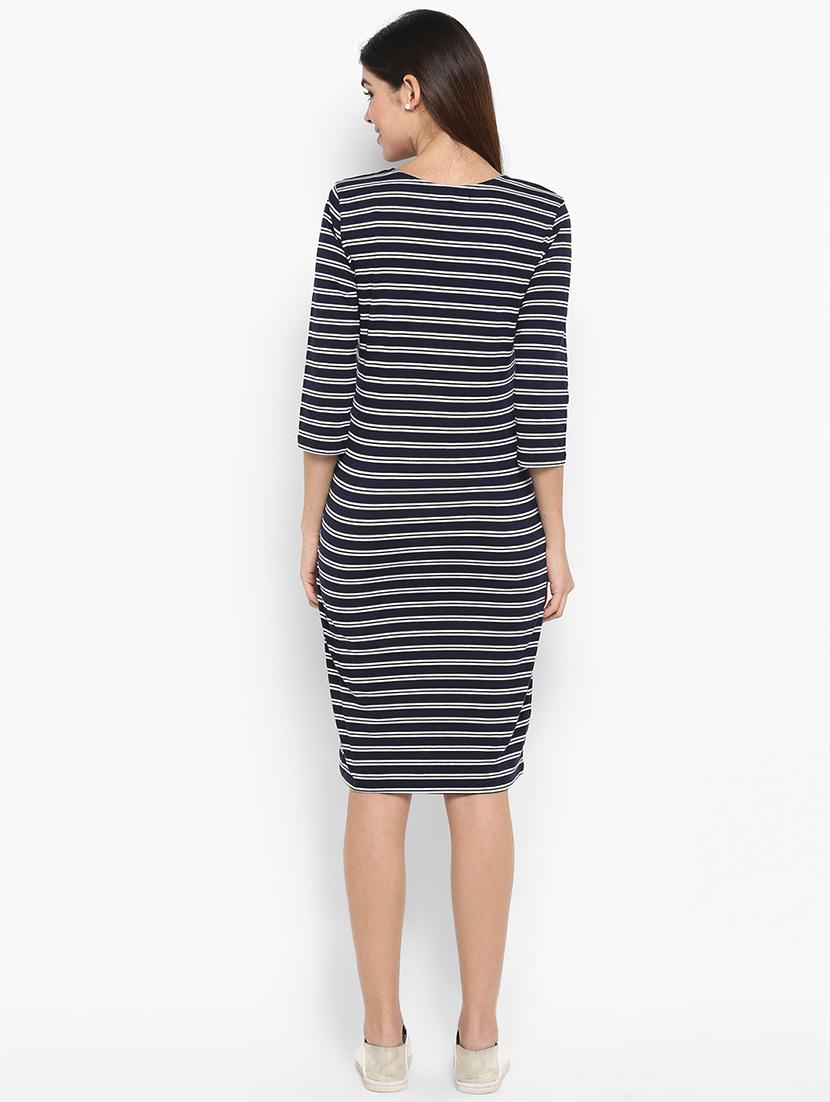 round neck striped bodycon dress - 16962646 - Zoom Image - 3