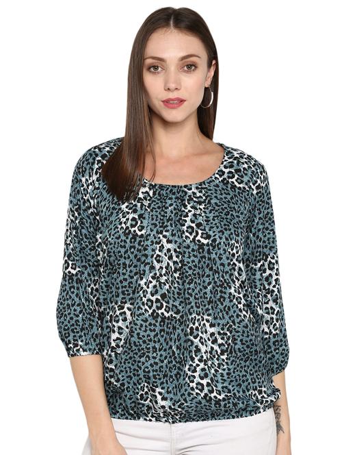 round neck animal blouson top - 16962649 - Standard Image - 1